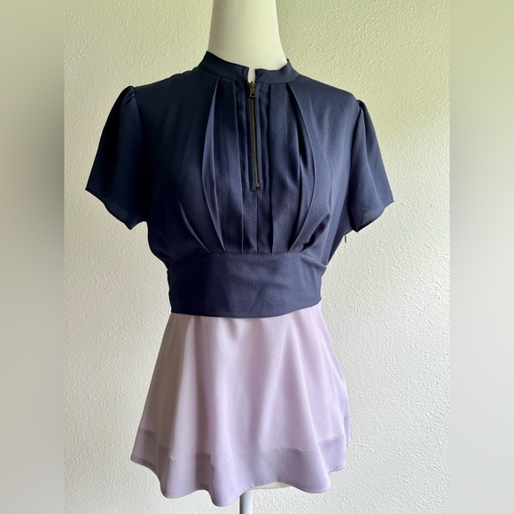Anthropologie Tops - Anthropologie Navy and Lavender Blouse